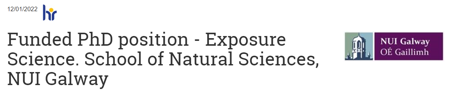 Fully funded PhD in Exposure Science